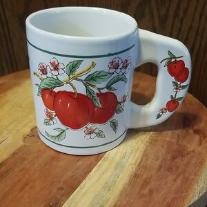 🍎☕White Ceramic Mug with Red Apple Motif